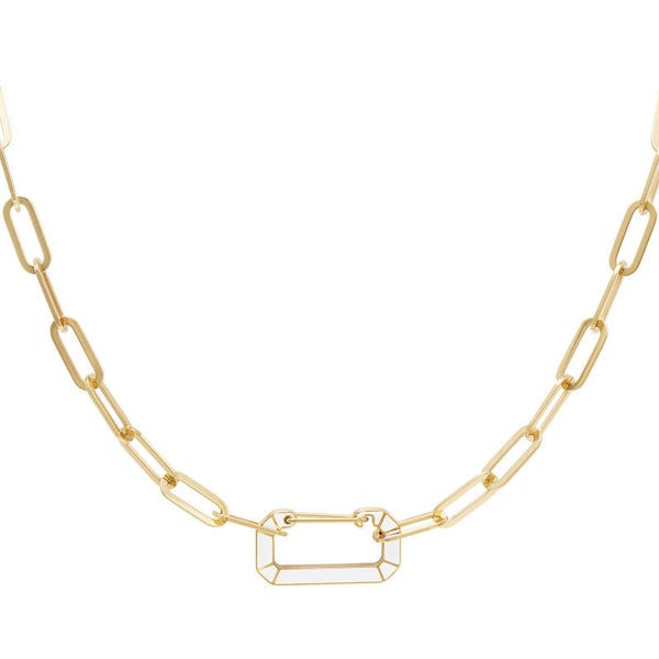 Ketting met schakelbedel wit/goud