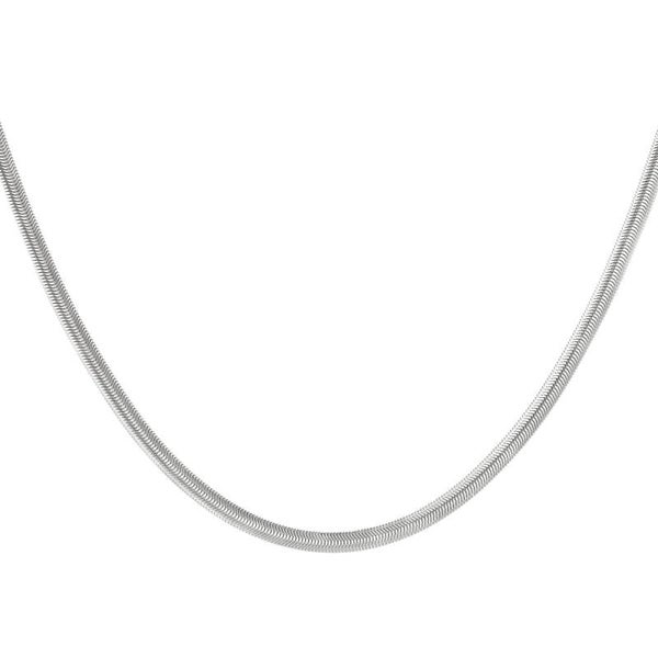 Platte Snake Schakelketting Zilver
