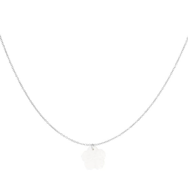 Ketting witte bloem zilver