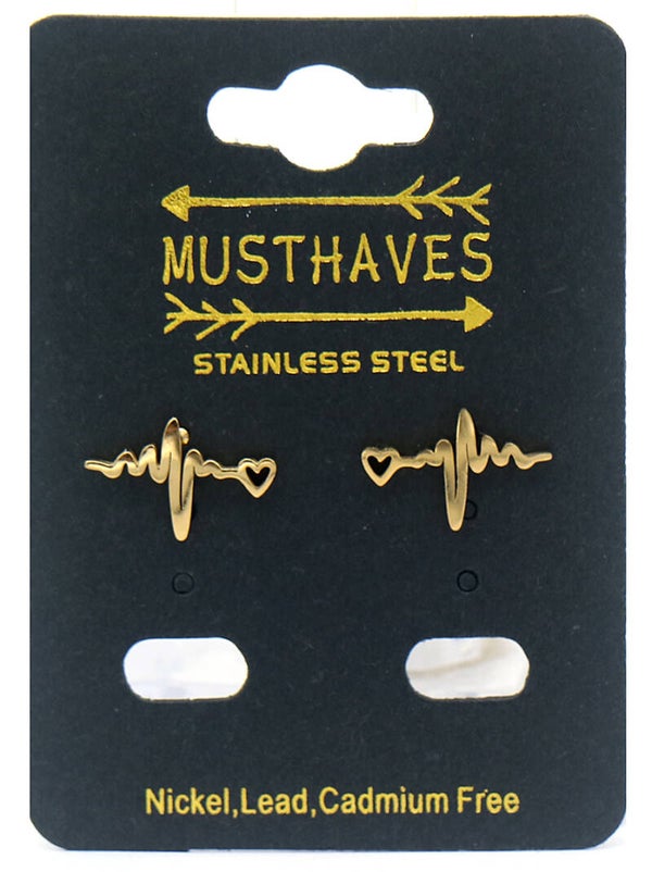 Heartbeat oorbellen goud 16mm