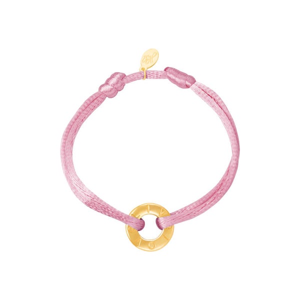 Armband koord roze/goud