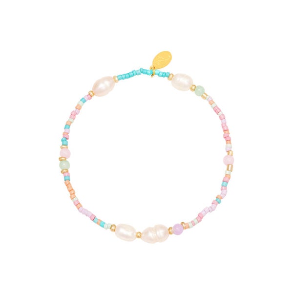 Kralenarmband met parels roze