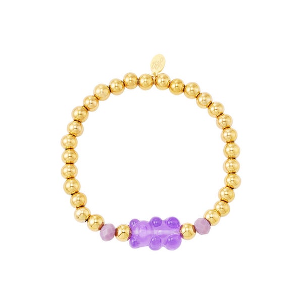 Armband gummy beer paars/goud