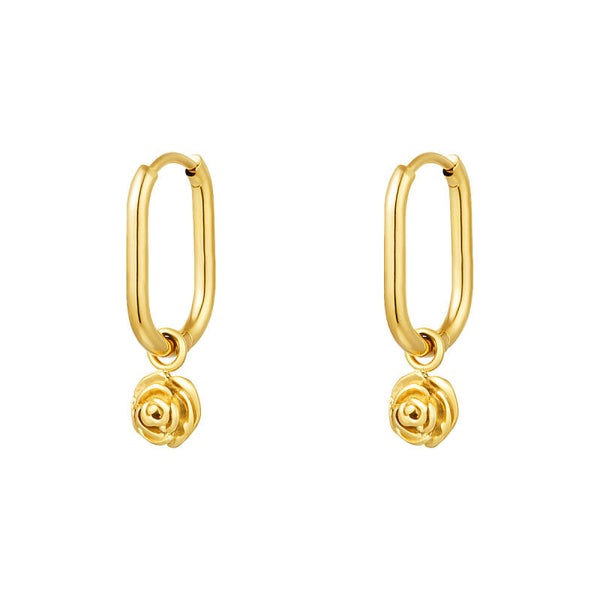 Rozen oorbellen Goud