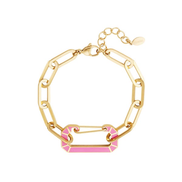 Armband met schakelbedel roze/goud