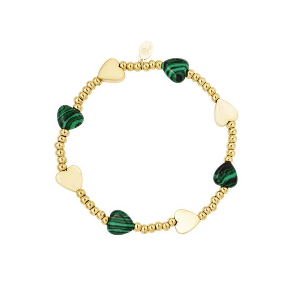 Armband hartjes Groen/Goud