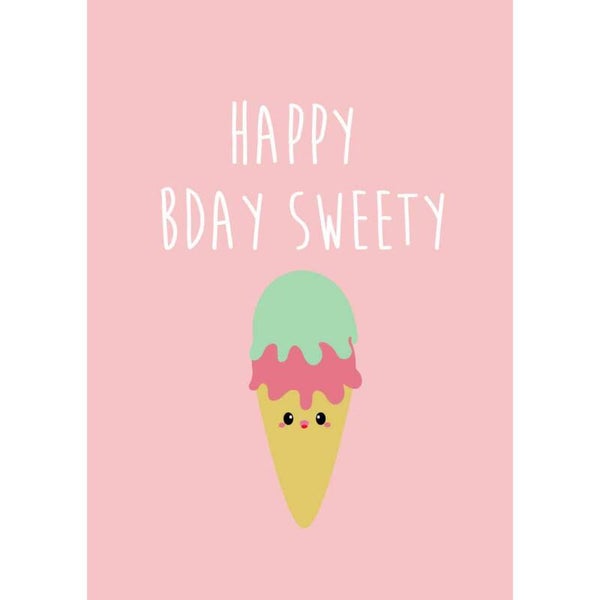 Wenskaart Happy Bday Ijsje