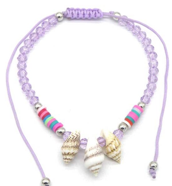 Enkelbandje schelpen paars