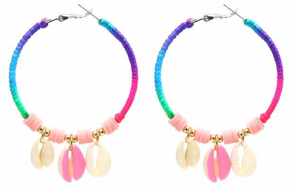 Ibiza oorbellen multi color roze