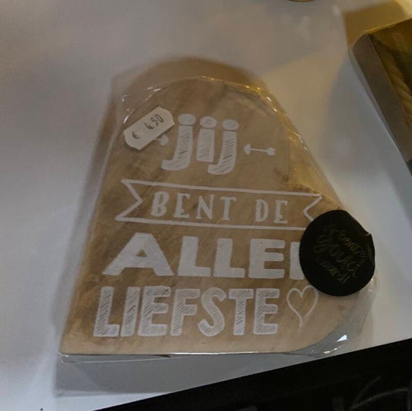 Staand hart “jij bent de allerliefste”