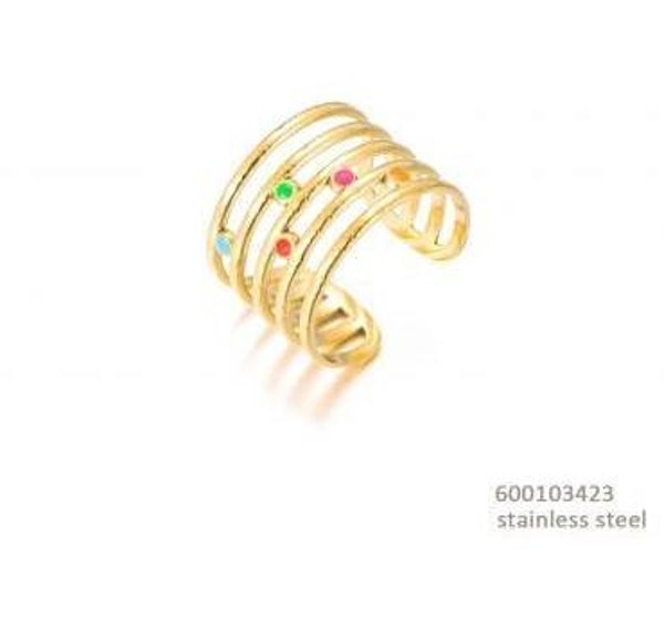 Regenboog ring goud verstelbaar 5 lijnen