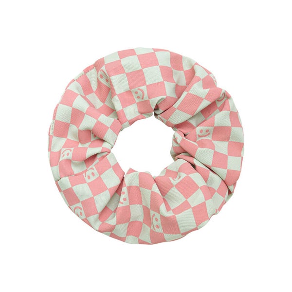 Smiley scrunchie roze
