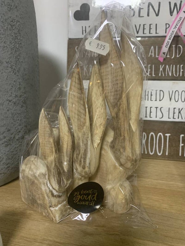 Set konijnen 3 stuks hout