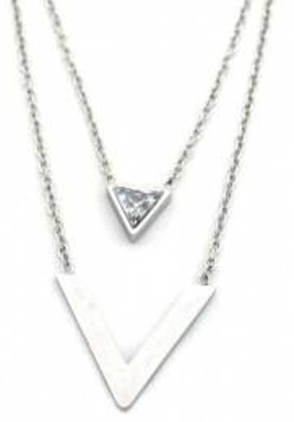 Ketting V met kristal Zilver