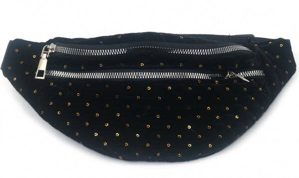 Heuptas Fluweel met Pailletten 30cm Zwart