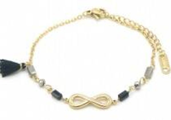 Armband Infinity goud/zwart