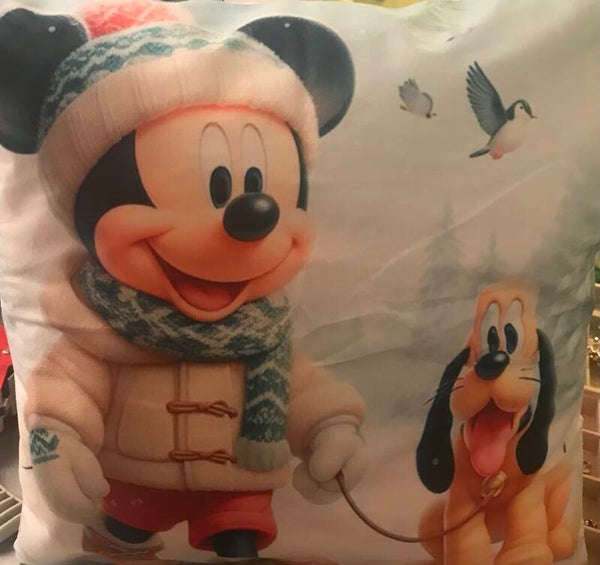 Kussen Mickey en Pluto 45x45 cm