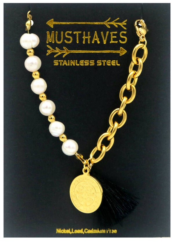 Armband zoetwater parels goud