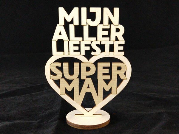 Voetje met 15x12cm super mam blank berken