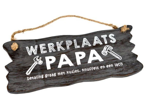 Bordje hangend 12x30cm werkplaats papa antique grey