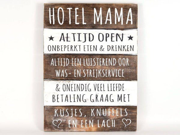 Tekstbord 40x30cm hotel mama naturel/antique white