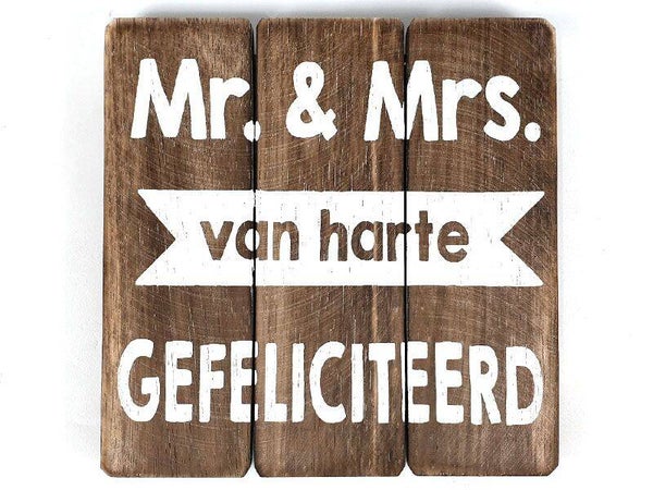 Tekstbord 20x20 cm "mr. & mrs."