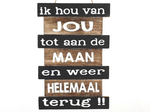 Tekstbord 37x25cm ik hou van jou natural/black