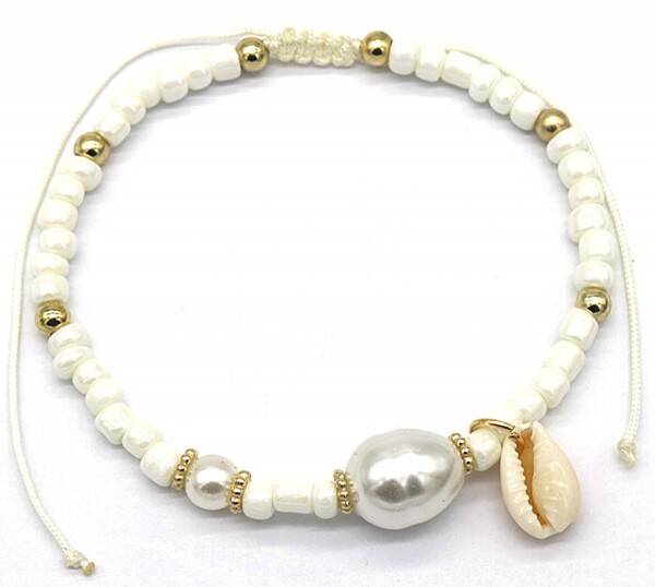 Armband Ibiza parel/schelp beige