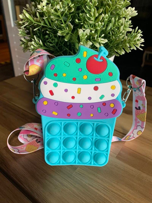 Pop-It Tasje Cupcake blauw/groen