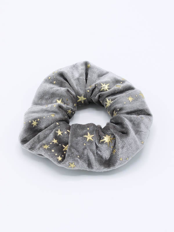 Scrunchie Ster velours grijs