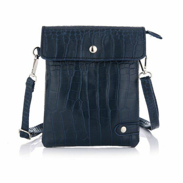Telefoon tasje in croco navy