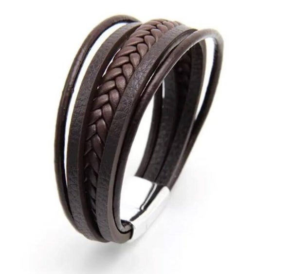 Armband bruin gevlochten 21 cm