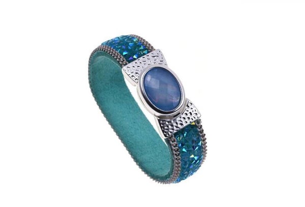 Armband blauw/groen met grote steen