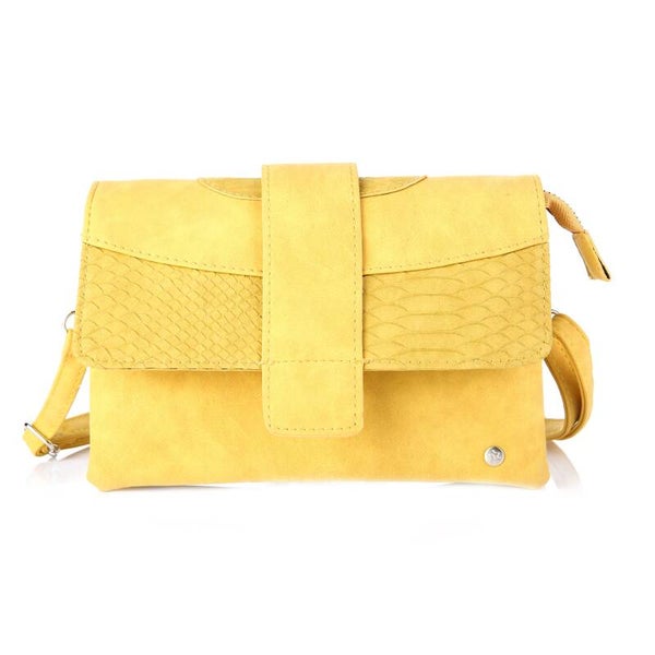 Schoudertasje met snake print materiaal Yellow