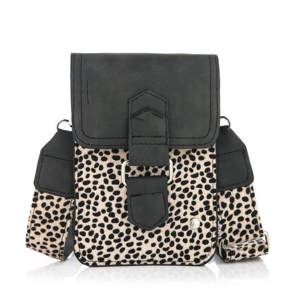 Tas Romy telefoon tasje cheetah met brede band black