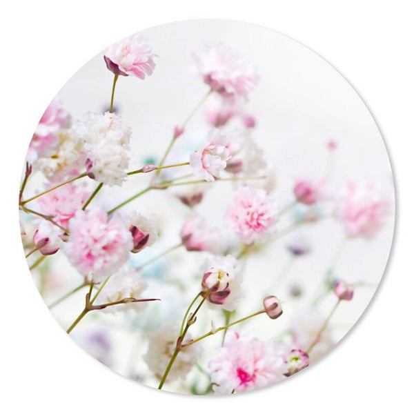 Muurcirkel roze bloemen 30 cm