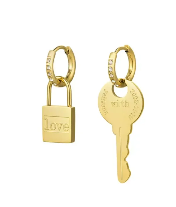 Key Lock Oorbellen Goud