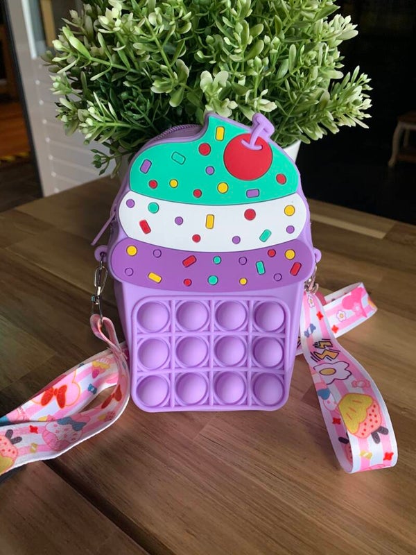 Pop-It Tasje Cupcake  Paars