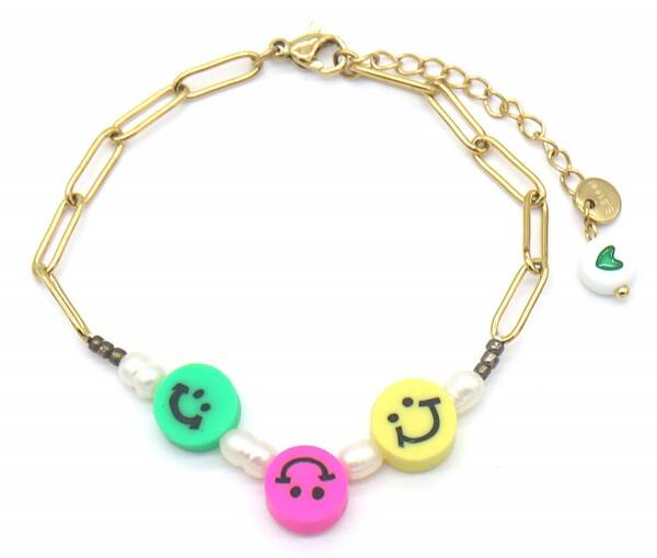 Armband smiley goud