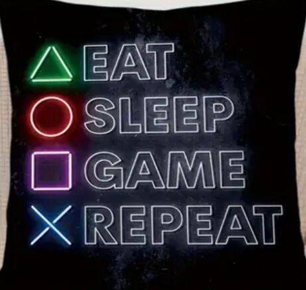 Kussen eat sleep game repeat