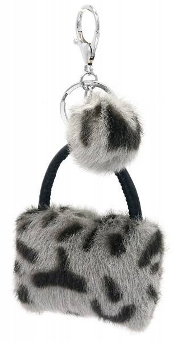 Sleutelhanger fluffy tas grijs