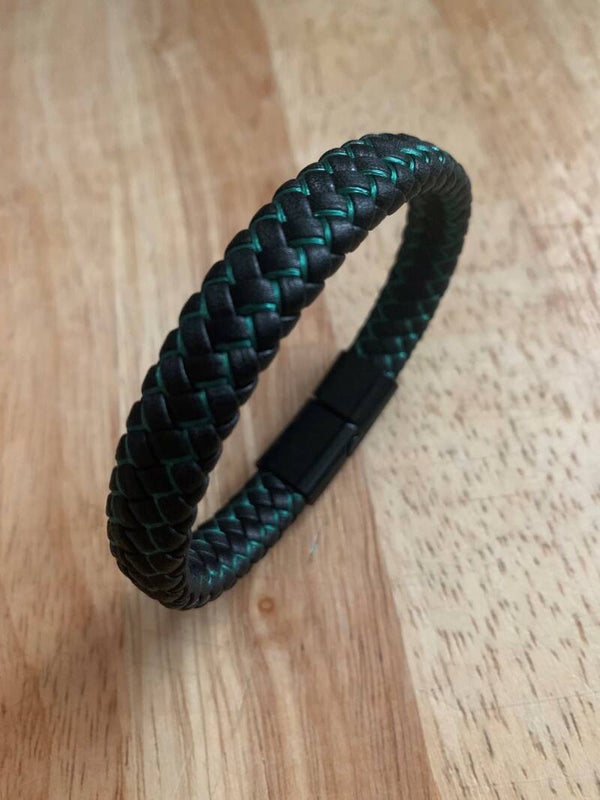 Armband zwart/groen 21 cm