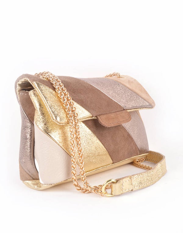 Lederen schoudertas Rainbow Neutrals