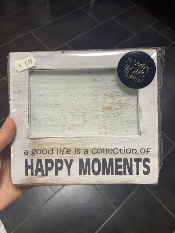 Houten fotolijstje "Happy moments"