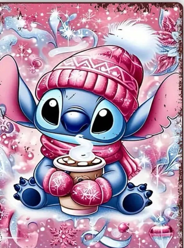 Metalen bord Stitch chocomelk