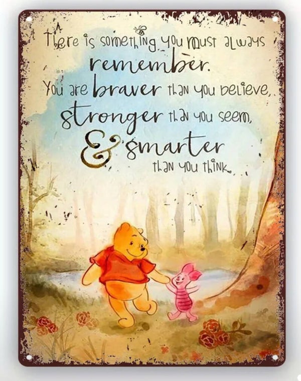 Metalen Bord Winnie the Pooh en Knorretje