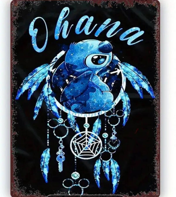 Metalen bord Stitch Ohana