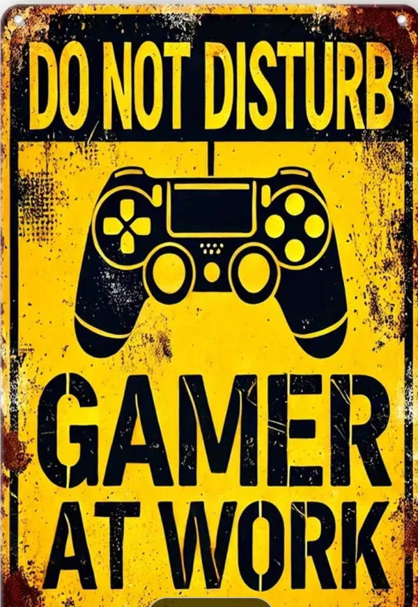 Metalen bord Gamer Geel 20x30cm