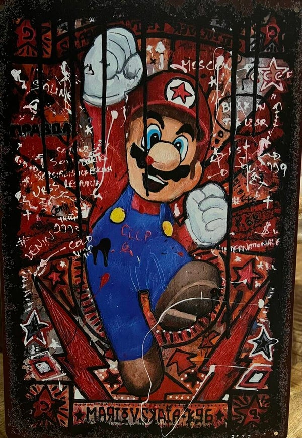 Metalen bord Mario 20x30cm