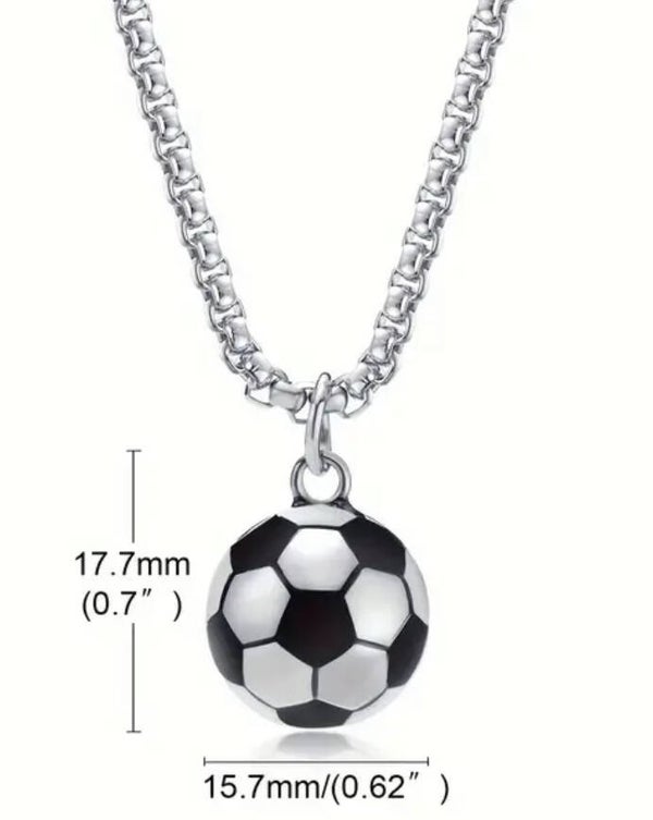 RVS ketting voetbal zilver